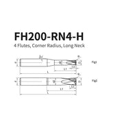 G-FH200-RN4-H 4 Flutes, Corner Radius, Long Neck - Big-tools Industrial Supply Tools for Metal Cutting
